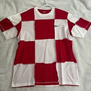 Supreme Red and White Patchwork S/S Top - Large